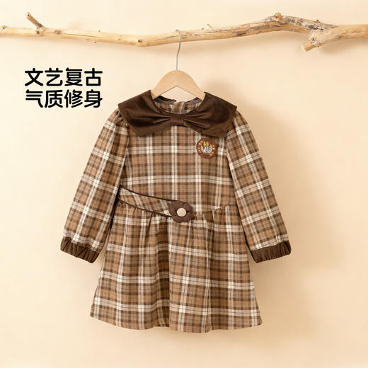 迪士尼女童田园风秋季长袖连衣裙XD3DQ004 商品图3