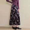 西遇气质缎面碎花半身裙女秋季新款高质感高腰显瘦A字中长裙V3455243 商品缩略图0