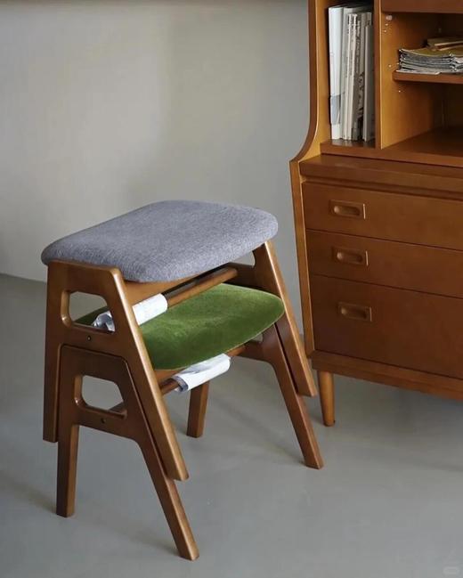 现货日本进口Karimoku60日式复古简约实木换鞋凳梳妆凳餐凳可堆叠 商品图4