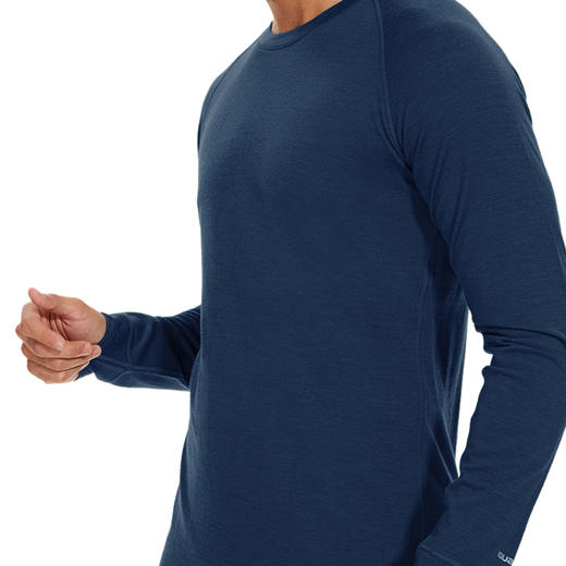 IGUANA可机洗新品男式美利奴羊毛长袖T恤速干户外徒步藏青色 商品图3