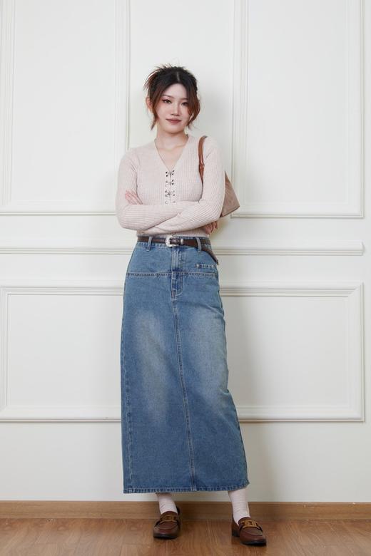 LNNNS 燕麦色勾扣针织修身上衣 18854 商品图2