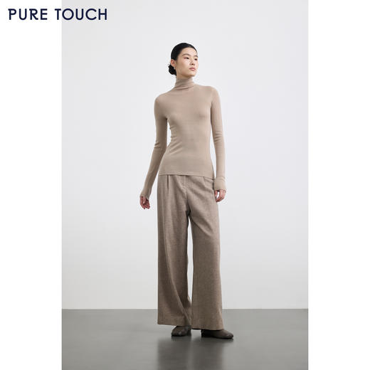 PURE TOUCH女装 25秋冬新款丝毛混纺高领羊毛衫弹力修身套头衫 商品图3