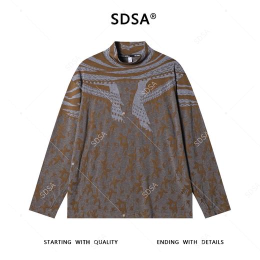 T4812SDSA秋冬新款痞帅男装休闲撞色暗纹提花半高领长袖T恤时尚简约 商品图1
