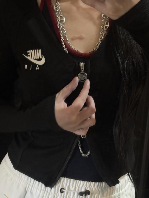 N&K女子修身V领拉链长袖针织衫秋季显瘦紧身鱼骨上衣 商品图12