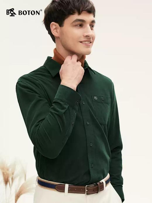 波顿男士秋季 衬衫 灯芯绒英伦风 柔适合身休闲长袖款MS072324 商品图1