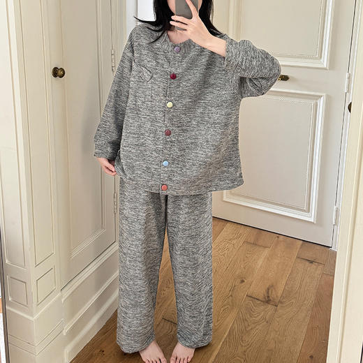 【绵羊绒睡衣女】秋冬季新款 宽松慵懒风开衫长袖长裤 可外穿家居服套装  商品图1