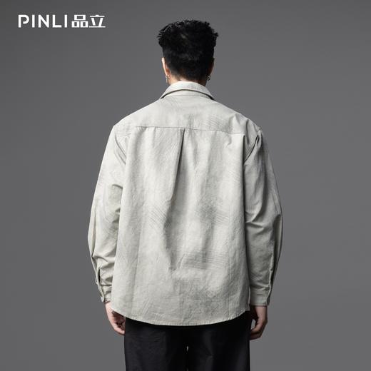 PINLI品立2025秋季新款肌理感宽松长袖衬衫男士潮牌休闲衬衣外套GD253113113 商品图2