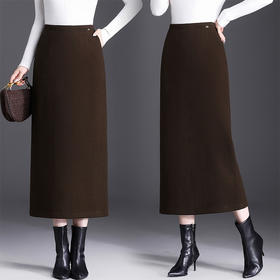 QYM 789-Y弹力高腰半身裙气质优雅一步裙直筒半身裙