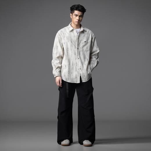 PINLI品立2025秋季新款莱赛尔肌理印花衬衫宽松休闲长袖衬衣外套GD253113114 商品图4