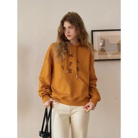 SimpleRetro秋日玛奇朵 全棉通勤休闲风连帽卫衣女秋字母刺绣上衣