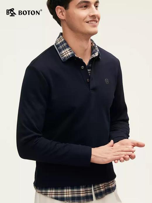 波顿男士春秋冬 POLO衫 莫代尔合身翻领长袖款MT023324 商品图5