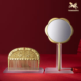 铜师傅《凤鸟梳》《凤鸟镜》梳妆台卧室铜摆件创意随身镜女生礼物