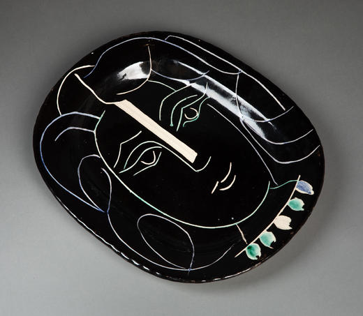 独角鹿西洋古董1953年代西班牙艺术巨匠毕加索与法国Madoura工坊合作出品限量装饰陶盘「Visage Au Collier (A.R.220) 戴项链的面庞 220」 商品图1