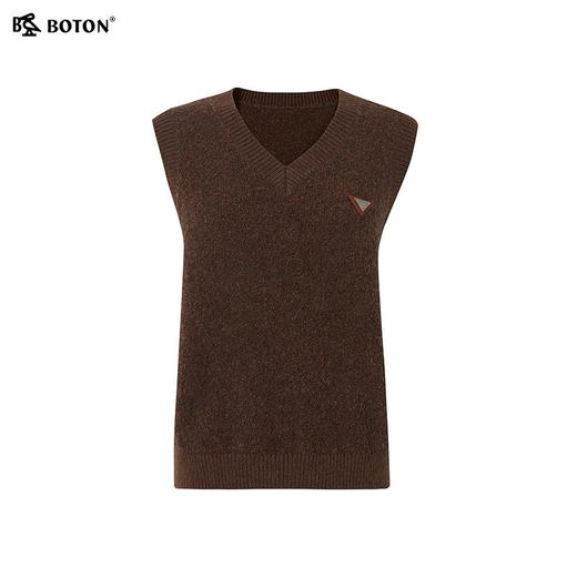 波顿女士秋冬季 马甲 绵羊毛圈圈纱 V 领慵懒柔糯轻暖宽松款LU106323 商品图4