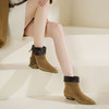 Westory2025年冬季小方头低跟流苏一脚蹬休闲短靴W25DS85651 商品缩略图3