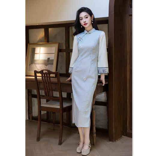 GX时尚改良新中式长款倒大袖少女款旗袍2025秋季新款日常旗袍 商品图0