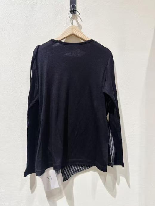 女款条纹拼接长袖T恤 商品图1