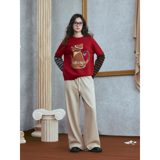 两三事 半梦时分 2025秋冬新款百搭抽绳绑带阔腿休闲裤女 商品图2