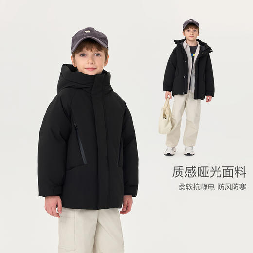 【无氟防泼水】马克珍妮男童户外机能加厚防寒羽绒服2025年冬装新款551629 商品图1