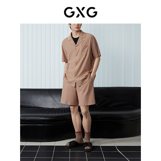 GXG男士家居服 松软肌理感短袖短裤睡衣套装男 25年春夏新品 商品图1