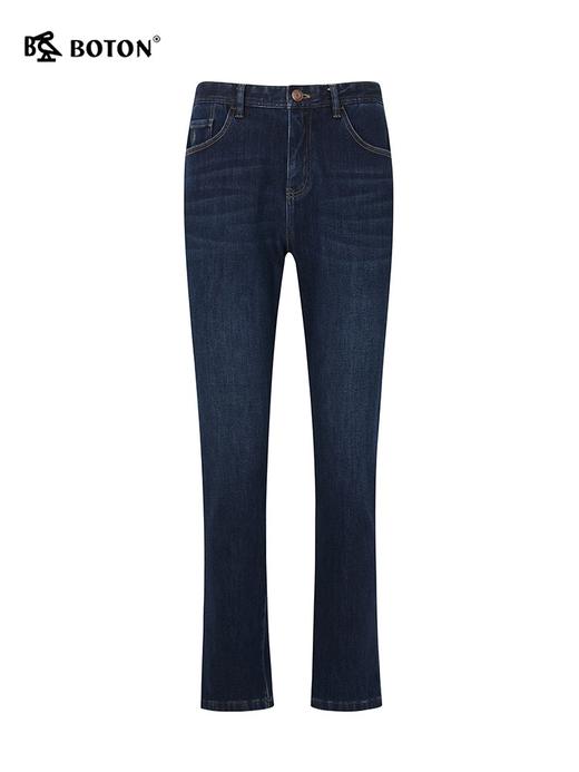 波顿男士秋冬季深蓝色直筒合身加绒保暖牛仔裤ME886523 商品图5