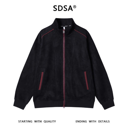 WT230SDSA男士秋冬新款痞帅男装美式绒面撞色拉条立领拉链卫衣百搭时尚 商品图0