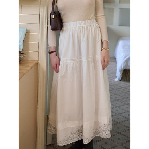 （小眠专属）SimpleRetro法式镂空花边A字半身裙女长裙子 商品图2