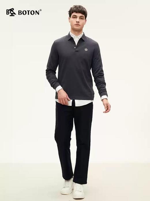 [羊绒桑蚕丝]波顿男士春秋冬 POLO 衫 合身长袖 柔适美式休闲款MT022324 商品图1