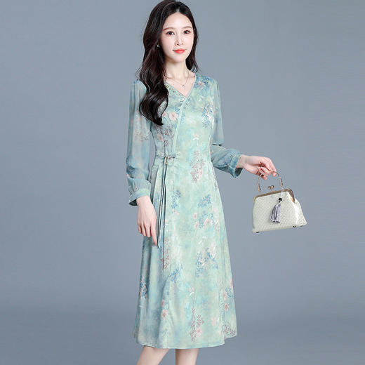 QYM 725027-Y复古改良印花连衣裙 商品图2