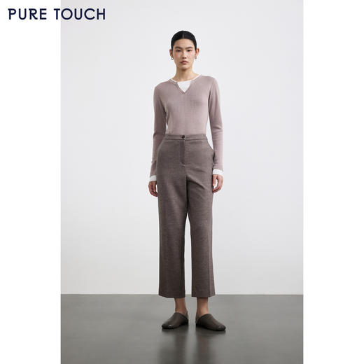 PURE TOUCH女装 25秋冬新款羊毛混纺西装裤OL通勤中高腰直筒长裤 商品图3