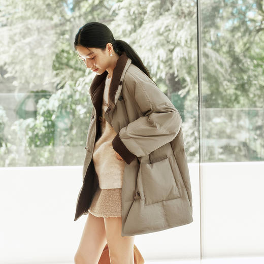 森马羽绒服女冬中长款oversize插肩袖80绒子2025新款优雅复古风衣 商品图2