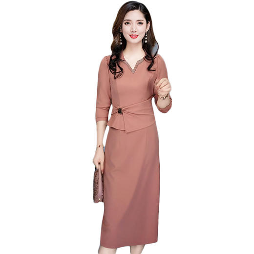 QYM 99H228-Y连衣裙气质洋气假两件包臀裙 商品图4