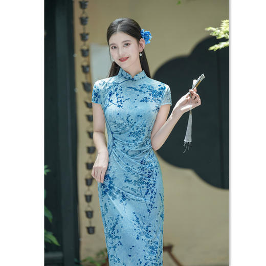 GX时尚新中式复古改良设计感小众温柔旗袍2025初秋收腰少女款旗袍裙 商品图0