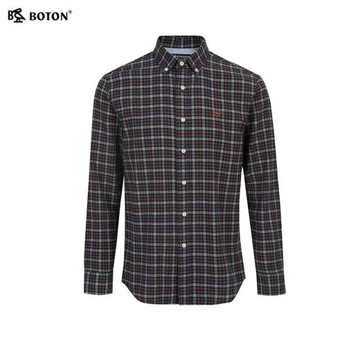 波顿男士春秋冬 衬衫 磨毛格纹修身 柔暖英伦风长袖款MS067324 商品图5