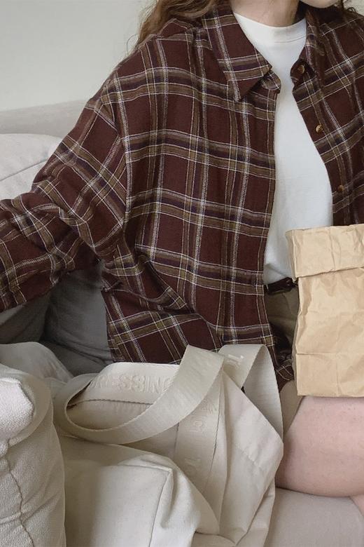 Kai & Kiera 休闲复古慵懒格子衬衣 18835 商品图1