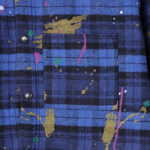 80286SDSA秋冬新款痞帅男装美式泼墨流苏设计纽扣翻领长袖衬衫百搭宽松 商品图2