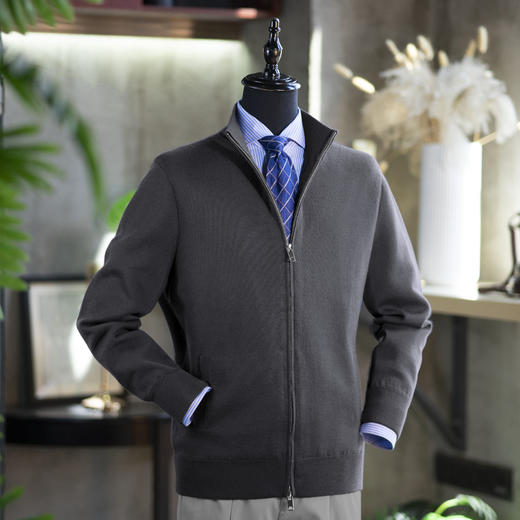 秋季新款男士精纺羊毛拉链/纽扣针织毛衣开衫  两款多色可选——不退不换 商品图6