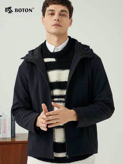 【弹力有型】波顿男士春秋冬 立领连帽夹克  复合绒舒暖合身休闲款MJ986323 商品图5