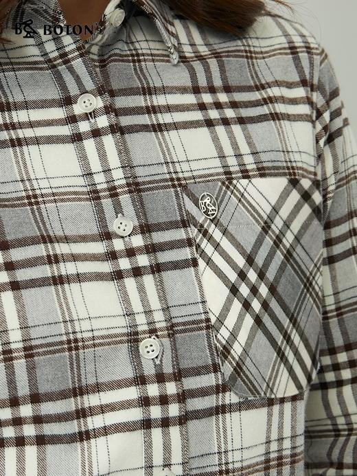 波顿女士春秋冬季 衬衫 磨毛格纹 柔暖合身休闲长袖款LS999323 商品图4