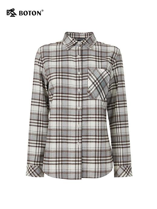 波顿女士春秋冬季 衬衫 磨毛格纹 柔暖合身休闲长袖款LS999323 商品图5
