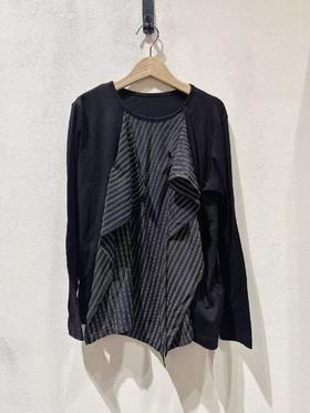 女款条纹拼接长袖T恤