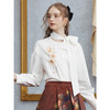 两三事梵高文艺 追忆晴空 2025冬季新款优雅绣花绑带领白色衬衫女 商品缩略图2