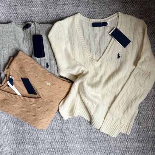 可扫码！2025拉夫小马V领毛衣绞花针织上衣80羊毛20羊绒显瘦百搭! 商品图2