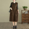 GYH 8639复古纯色灯芯绒无袖连衣裙中长款开衫背心裙 商品缩略图3