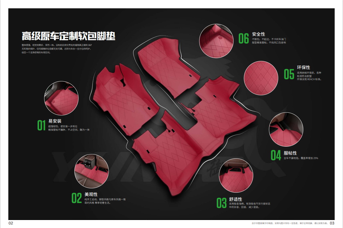 【渠道专拍】御微系列原车色定制软包汽车脚垫专用于宝马X5奔驰e300奥迪a6l特斯拉modelY