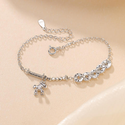 S925纯银镀金五帝钱币马上有钱，时尚马年银手链手饰CW-SL11943 商品图2