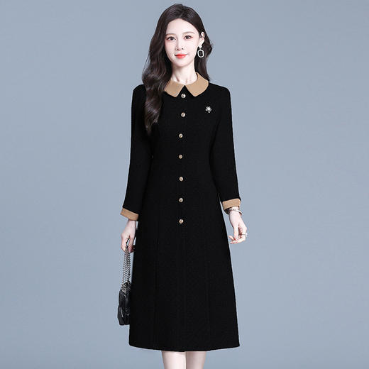 QYM 725008-Y妈妈装连衣裙娃娃领厚款气质时髦排扣裙宽松休闲裙 商品图1