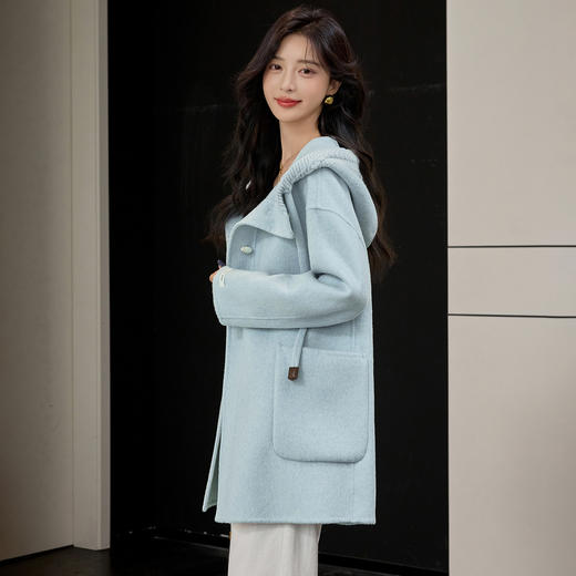 TC 8142550连帽短款双面毛呢外套赫本风呢子大衣 商品图2