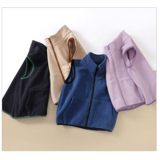 可亲子110-180 足码摇粒绒撞色马甲 商品图3