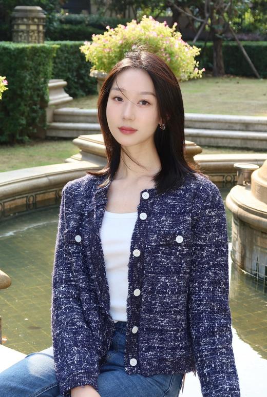 之禾同款拉毛牛仔感小香羊毛桑蚕丝开衫外套 商品图1